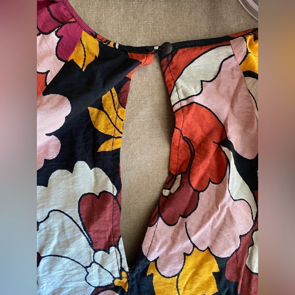 Maeve Dress Women Maxi Floral Ruched Flare Anthropologie Deep V Party Core Sz 2 - Picture 16 of 16
